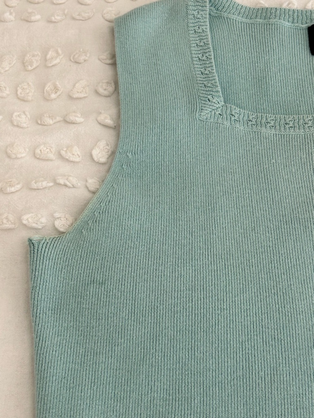 Finity 2 Pc Twinset Cardigan & Sleeveless Top 100% Cotton Knit Mint Green Sz PL - Picture 14 of 16